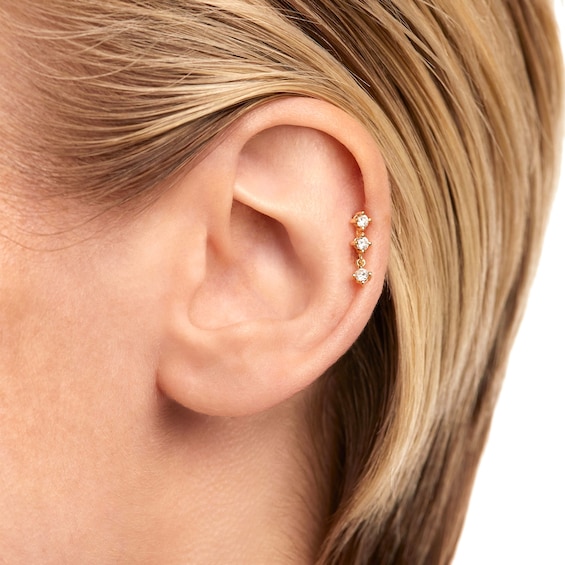 PDPAOLAâ¢ at Zales 1/6 CT. T.W. Lab-Grown Diamond Trio Drop Single Stud Earring in 18K Gold