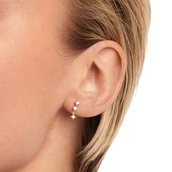 PDPAOLAâ¢ at Zales 1/6 CT. T.W. Lab-Grown Diamond Trio Drop Single Stud Earring in 18K Gold