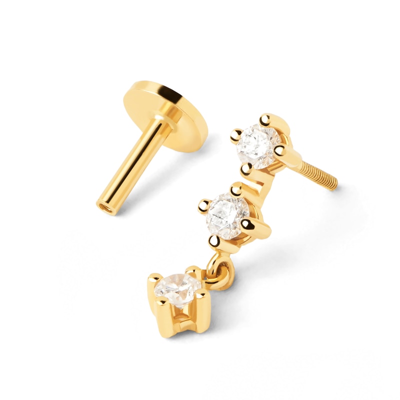 PDPAOLA™ at Zales 1/6 CT. T.W. Lab-Created Diamond Trio Drop Single Stud Earring in 18K Gold