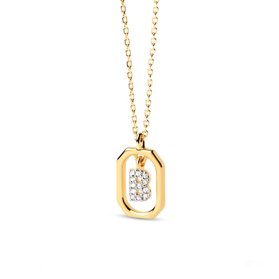 PDPAOLA⢠at Zales Lab-Grown Diamond Accent Letter "B" Initial Pendant in 18K Gold