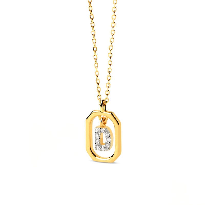 Main Image 1 of PDPAOLA™ at Zales Lab-Created Diamond Accent Letter &quot;D&quot; Initial Pendant in 18K Gold
