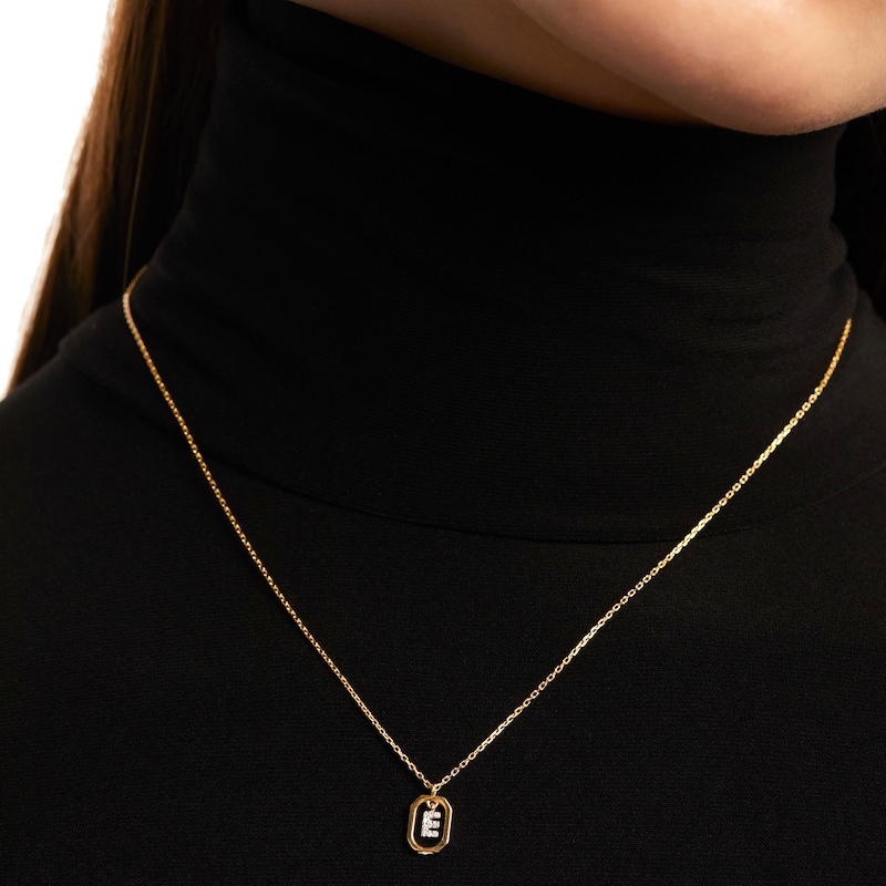 Main Image 2 of PDPAOLA™ at Zales Lab-Grown Diamond Accent Letter "E" Initial Pendant in 18K Gold