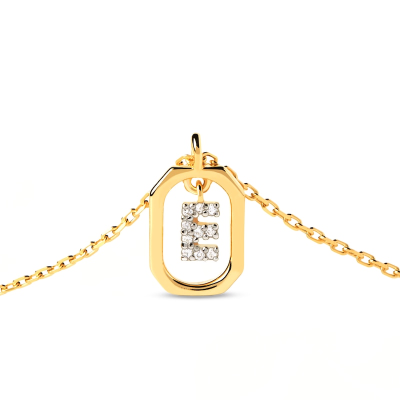 Main Image 3 of PDPAOLA™ at Zales Lab-Grown Diamond Accent Letter "E" Initial Pendant in 18K Gold