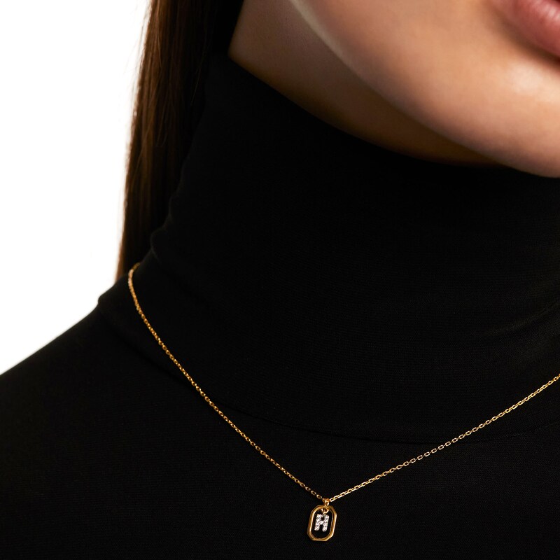 Main Image 2 of PDPAOLA™ at Zales Lab-Grown Diamond Accent Letter "H" Initial Pendant in 18K Gold