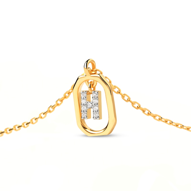 Main Image 3 of PDPAOLA™ at Zales Lab-Grown Diamond Accent Letter "H" Initial Pendant in 18K Gold