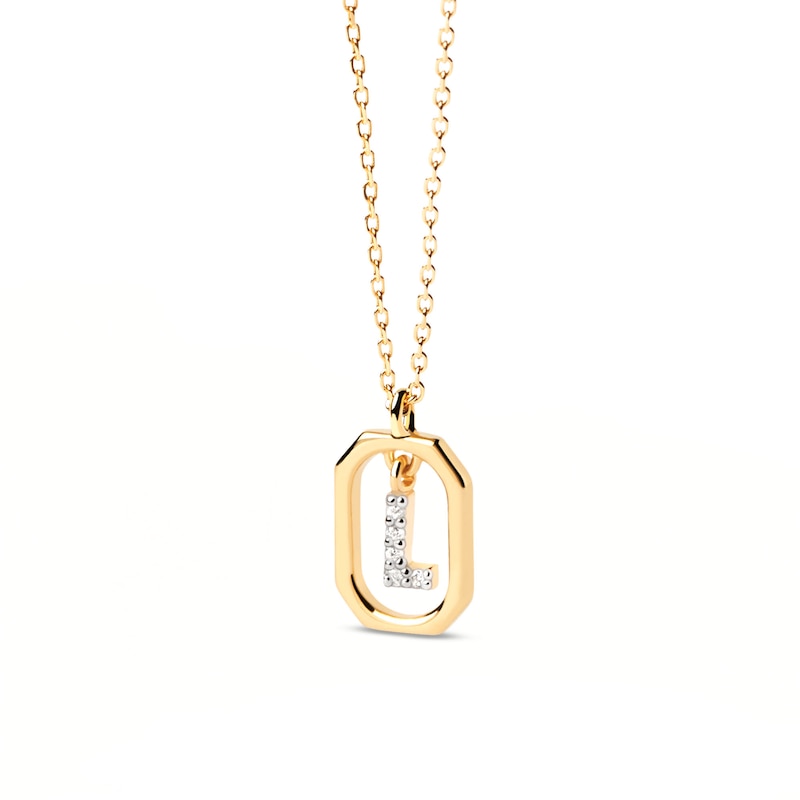Main Image 1 of PDPAOLA™ at Zales Lab-Grown Diamond Accent Letter "L" Initial Pendant in 18K Gold