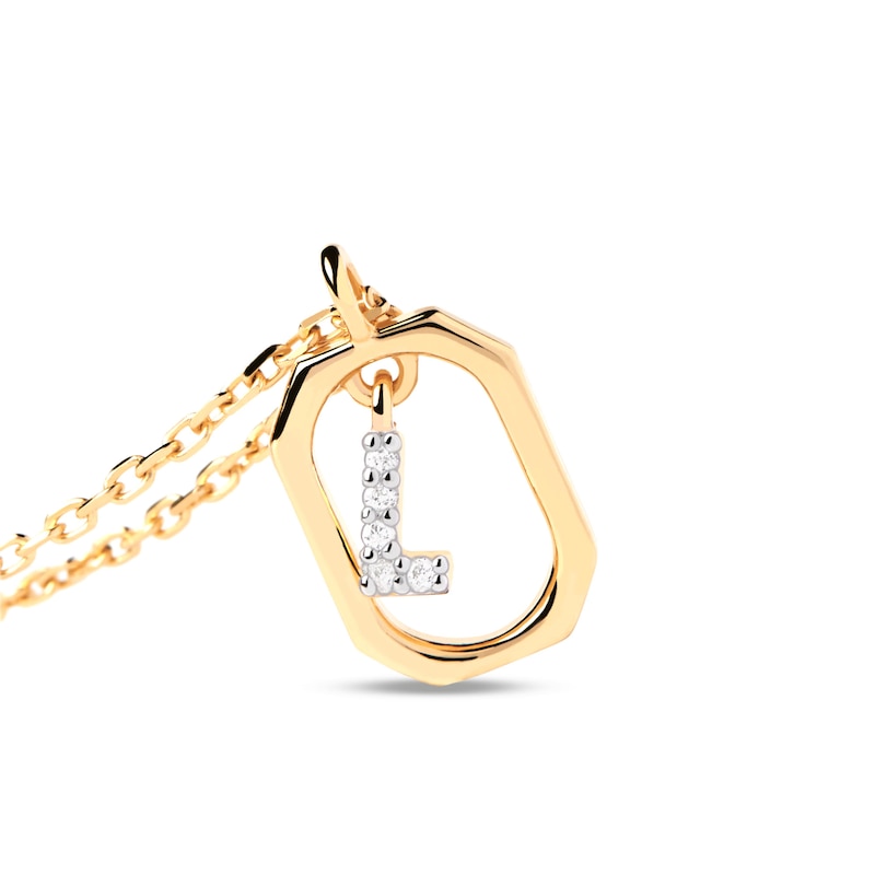 Main Image 3 of PDPAOLA™ at Zales Lab-Grown Diamond Accent Letter "L" Initial Pendant in 18K Gold