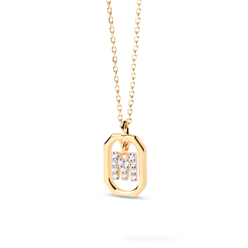 Main Image 1 of PDPAOLA™ at Zales Lab-Grown Diamond Accent Letter "M" Initial Pendant in 18K Gold