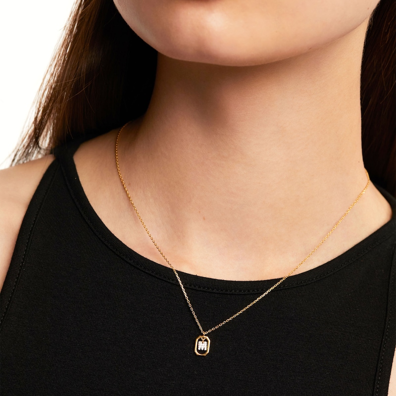 Main Image 2 of PDPAOLA™ at Zales Lab-Grown Diamond Accent Letter "M" Initial Pendant in 18K Gold