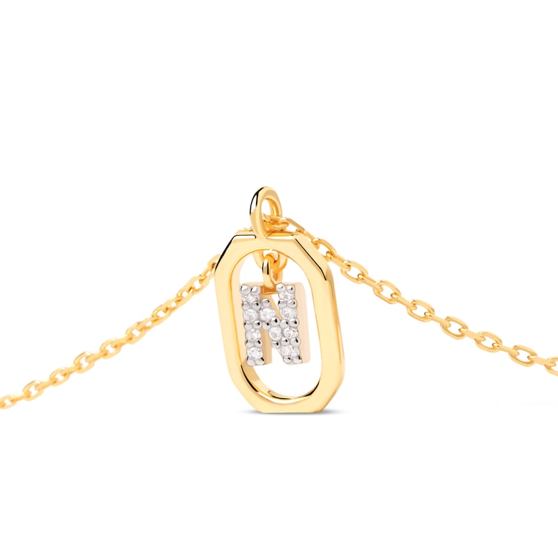 Main Image 3 of PDPAOLA™ at Zales Lab-Grown Diamond Accent Letter "N" Initial Pendant in 18K Gold
