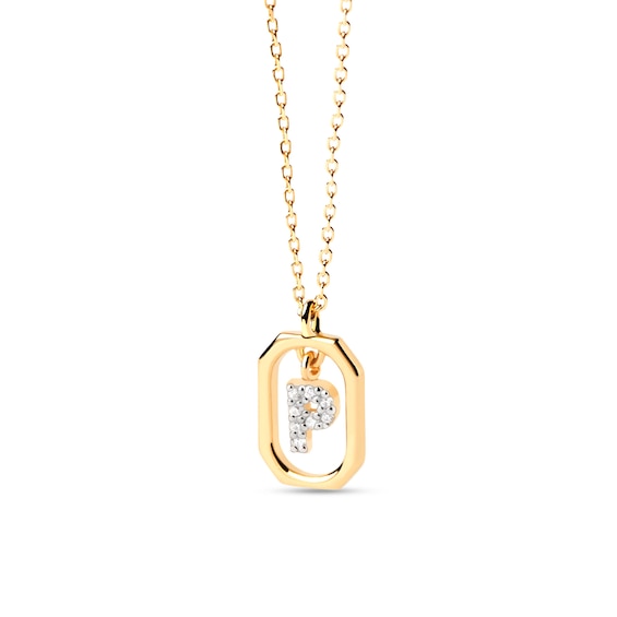 PDPAOLA™ at Zales Lab-Grown Diamond Accent Letter "P" Initial Pendant in 18K Gold