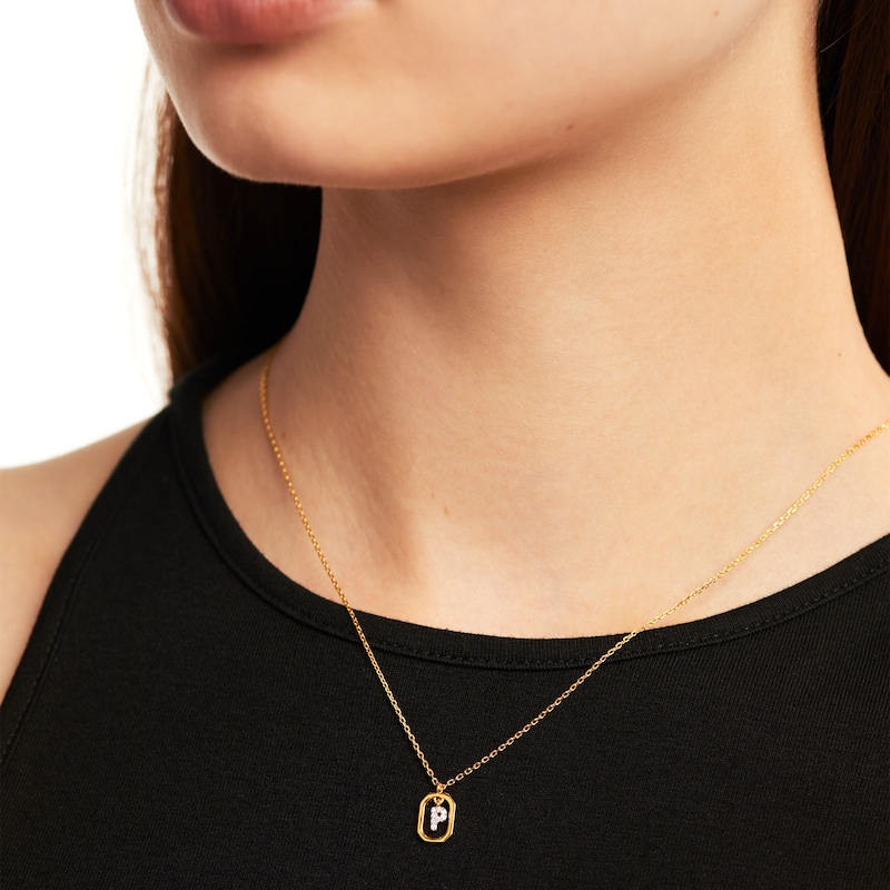 Main Image 2 of PDPAOLA™ at Zales Lab-Grown Diamond Accent Letter "P" Initial Pendant in 18K Gold