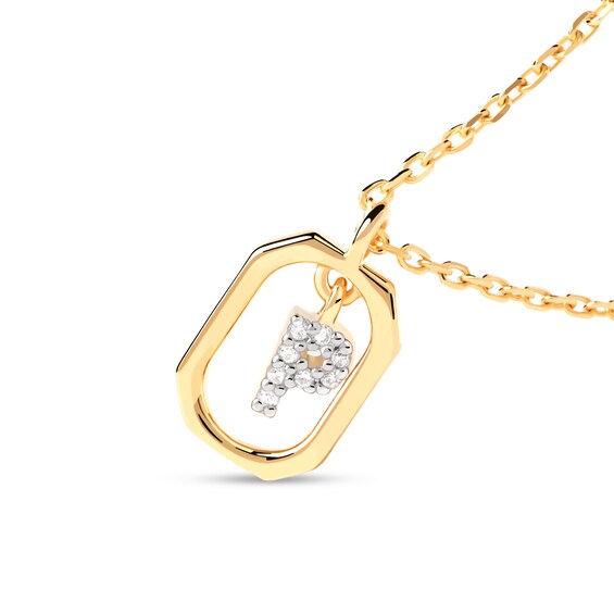 PDPAOLA™ at Zales Lab-Grown Diamond Accent Letter "P" Initial Pendant in 18K Gold