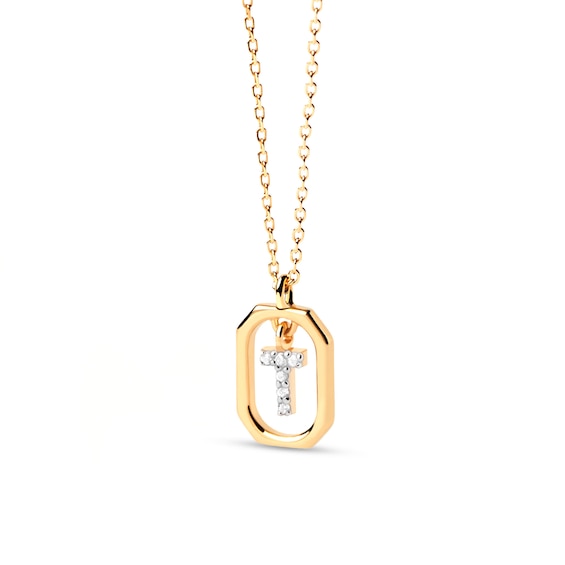 PDPAOLAâ¢ at Zales Lab-Grown Diamond Accent Letter "T" Initial Pendant in 18K Gold
