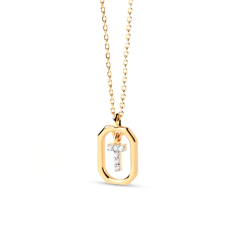 Main Image 1 of PDPAOLA™ at Zales Lab-Grown Diamond Accent Letter "T" Initial Pendant in 18K Gold