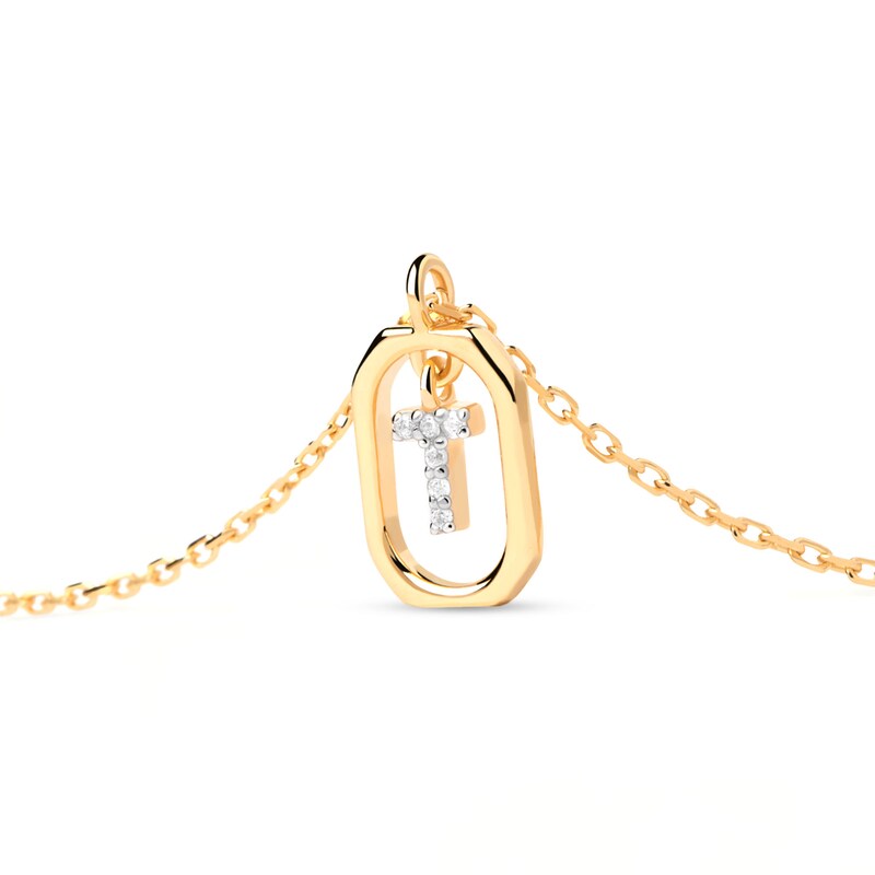 Main Image 3 of PDPAOLA™ at Zales Lab-Grown Diamond Accent Letter "T" Initial Pendant in 18K Gold