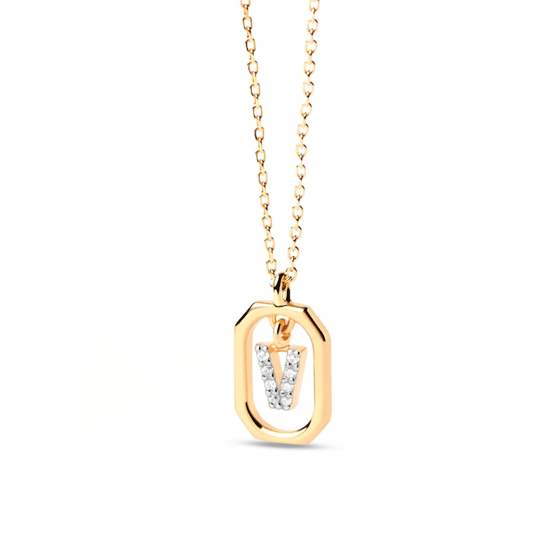 PDPAOLA™ at Zales Lab-Created Diamond Accent Letter "V" Initial Pendant in 18K Gold