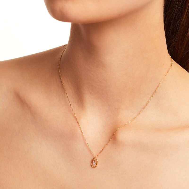 Main Image 2 of PDPAOLA™ at Zales Lab-Grown Diamond Accent Letter "V" Initial Pendant in 18K Gold
