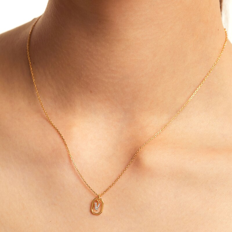 Main Image 3 of PDPAOLA™ at Zales Lab-Grown Diamond Accent Letter "V" Initial Pendant in 18K Gold