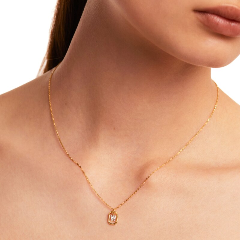 Main Image 2 of PDPAOLA™ at Zales Lab-Grown Diamond Accent Letter "W" Initial Pendant in 18K Gold