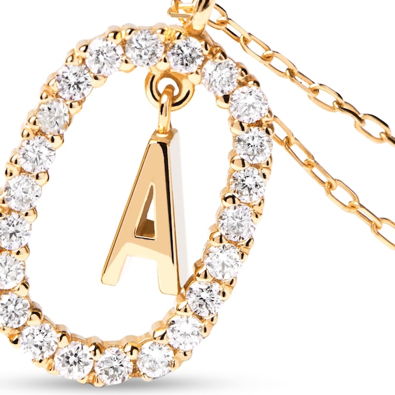 PDPAOLAâ¢ at Zales 1/3 CT. T.W. Lab-Grown Diamond Initial Pendant in 18K Gold - 19.5" (Select Letters Only)
