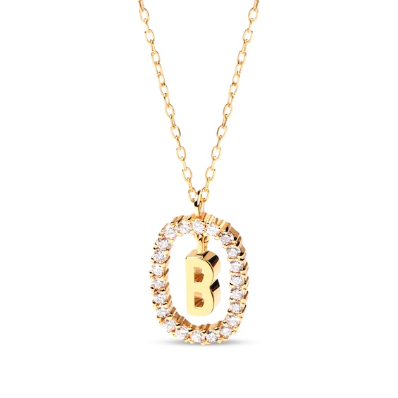 PDPAOLAâ¢ at Zales 1/3 CT. T.W. Lab-Grown Diamond "B" Initial Pendant in 18K Gold - 19.5"