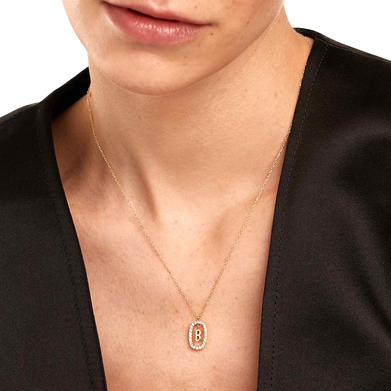 Main Image 3 of PDPAOLA™ at Zales 1/3 CT. T.W. Lab-Grown Diamond "B" Initial Pendant in 18K Gold - 19.5"