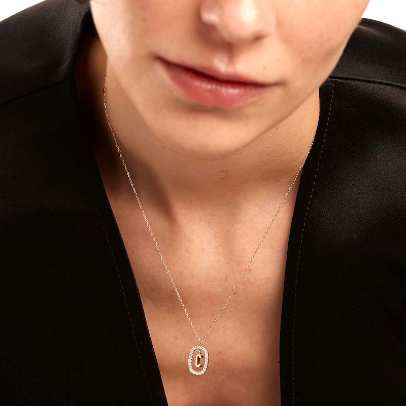 Main Image 2 of PDPAOLA™ at Zales 1/3 CT. T.W. Lab-Grown Diamond "C" Initial Pendant in 18K Gold - 19.5"