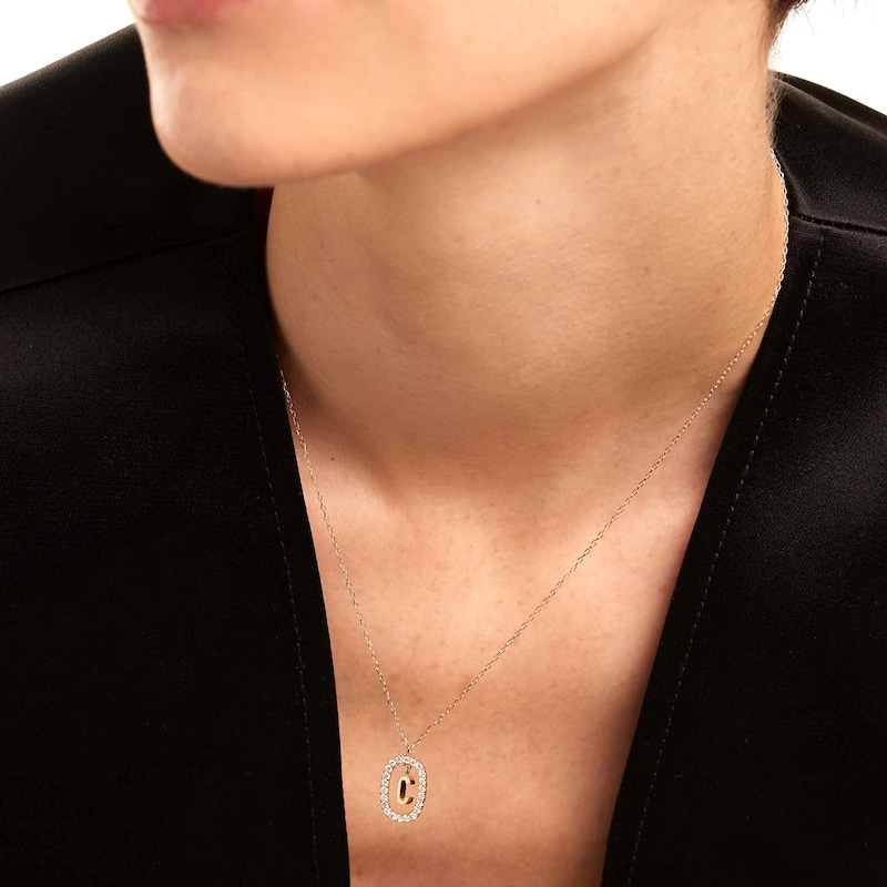 Main Image 3 of PDPAOLA™ at Zales 1/3 CT. T.W. Lab-Grown Diamond "C" Initial Pendant in 18K Gold - 19.5"