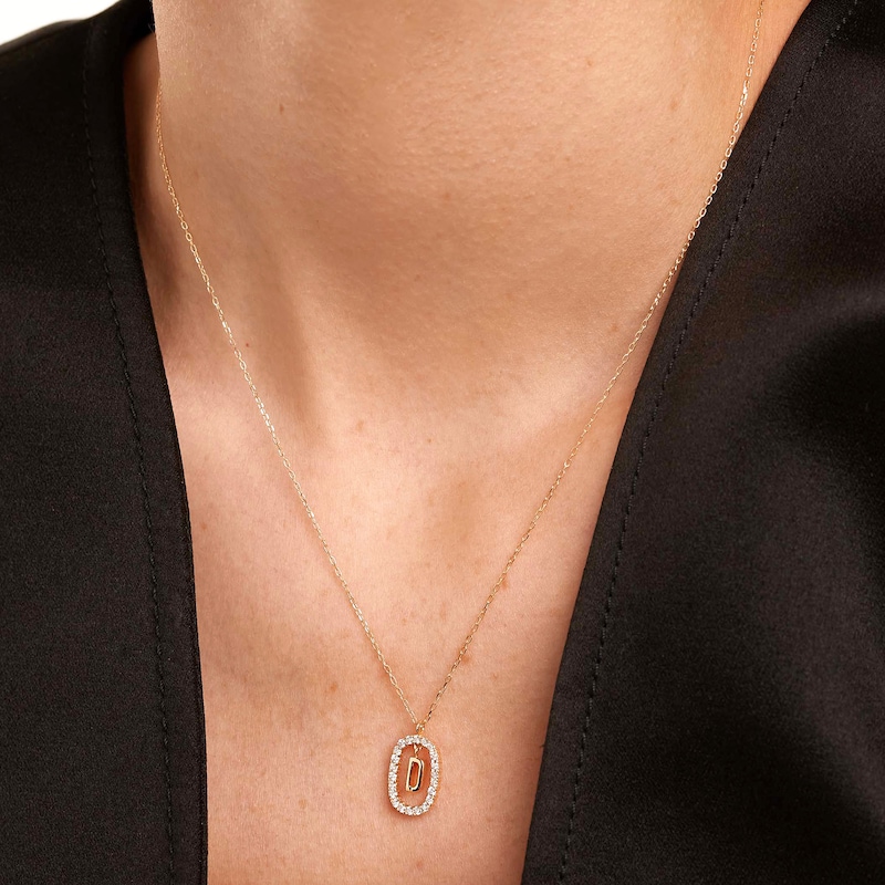 Main Image 2 of PDPAOLA™ at Zales 1/3 CT. T.W. Lab-Grown Diamond "D" Initial Pendant in 18K Gold - 19.5"