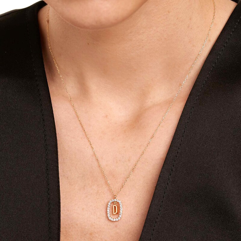 Main Image 3 of PDPAOLA™ at Zales 1/3 CT. T.W. Lab-Grown Diamond "D" Initial Pendant in 18K Gold - 19.5"