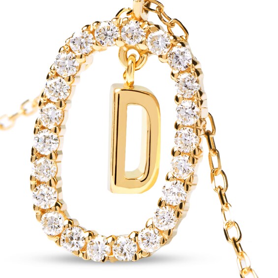 PDPAOLAâ¢ at Zales 1/3 CT. T.W. Lab-Grown Diamond "D" Initial Pendant in 18K Gold - 19.5"