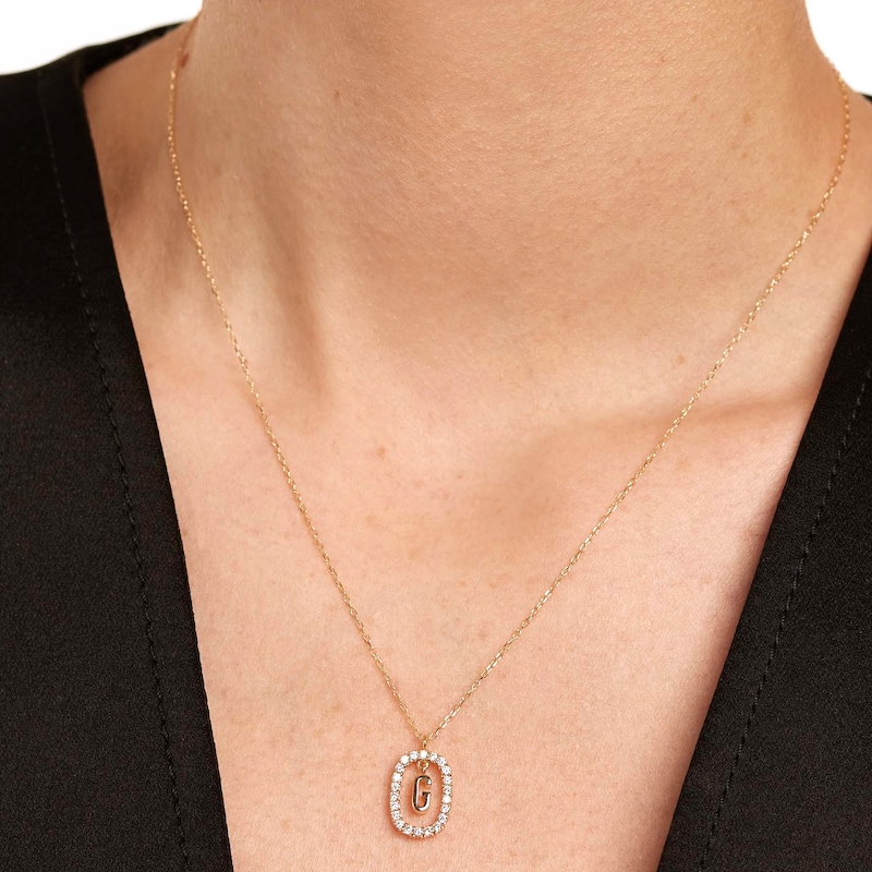 Main Image 2 of PDPAOLA™ at Zales 1/3 CT. T.W. Lab-Grown Diamond "G" Initial Pendant in 18K Gold - 19.5"