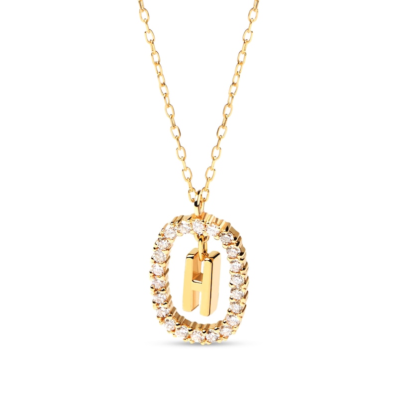 PDPAOLA™ at Zales 1/3 CT. T.W. Lab-Created Diamond "H" Initial Pendant in 18K Gold - 19.5"