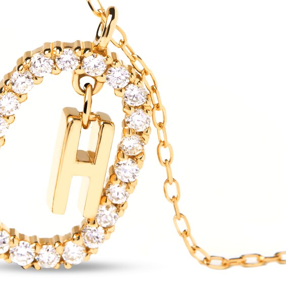 PDPAOLAâ¢ at Zales 1/3 CT. T.W. Lab-Grown Diamond "H" Initial Pendant in 18K Gold - 19.5"