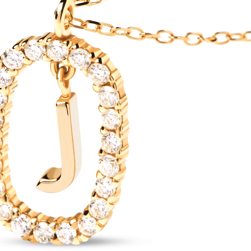 Main Image 3 of PDPAOLA™ at Zales 1/3 CT. T.W. Lab-Grown Diamond "J" Initial Pendant in 18K Gold - 19.5"