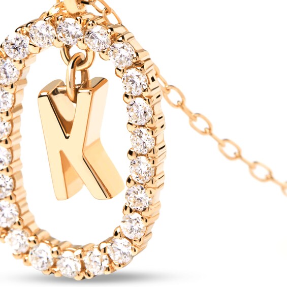 PDPAOLA™ at Zales 1/3 CT. T.W. Lab-Grown Diamond "K" Initial Pendant in 18K Gold - 19.5"