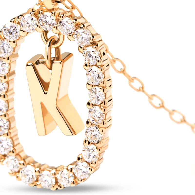 Main Image 3 of PDPAOLA™ at Zales 1/3 CT. T.W. Lab-Created Diamond &quot;K&quot; Initial Pendant in 18K Gold - 19.5&quot;
