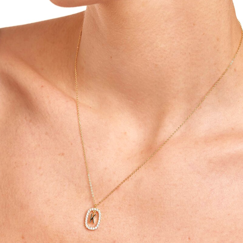 Main Image 5 of PDPAOLA™ at Zales 1/3 CT. T.W. Lab-Created Diamond &quot;K&quot; Initial Pendant in 18K Gold - 19.5&quot;