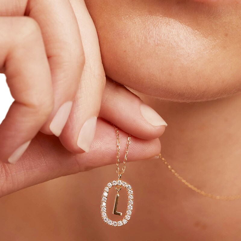 Main Image 4 of PDPAOLA™ at Zales 1/3 CT. T.W. Lab-Grown Diamond "L" Initial Pendant in 18K Gold - 19.5"