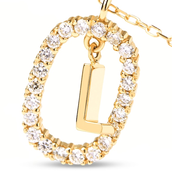PDPAOLAâ¢ at Zales 1/3 CT. T.W. Lab-Grown Diamond "L" Initial Pendant in 18K Gold - 19.5"