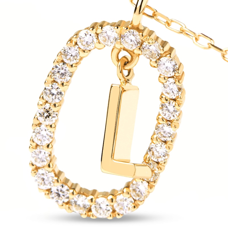 Main Image 5 of PDPAOLA™ at Zales 1/3 CT. T.W. Lab-Grown Diamond "L" Initial Pendant in 18K Gold - 19.5"