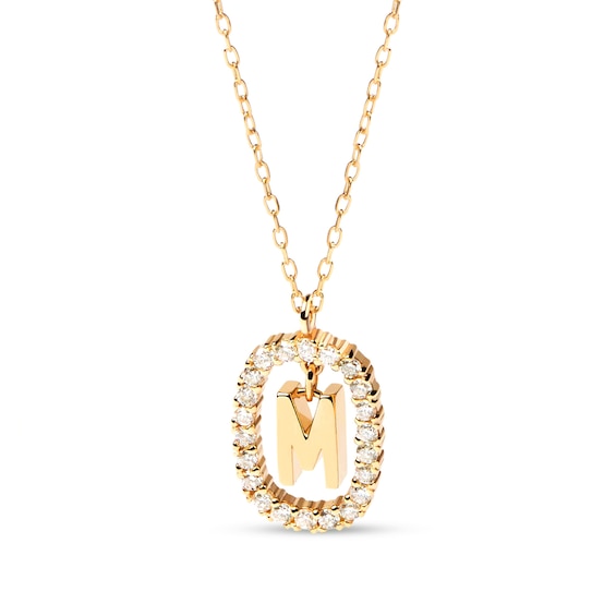 PDPAOLA⢠at Zales 1/3 CT. T.W. Lab-Grown Diamond "M" Initial Pendant in 18K Gold - 19.5"
