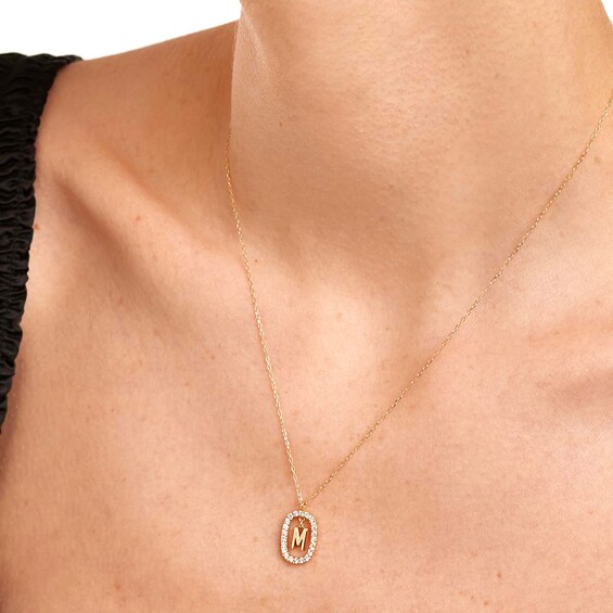PDPAOLAâ¢ at Zales 1/3 CT. T.W. Lab-Grown Diamond "M" Initial Pendant in 18K Gold - 19.5"