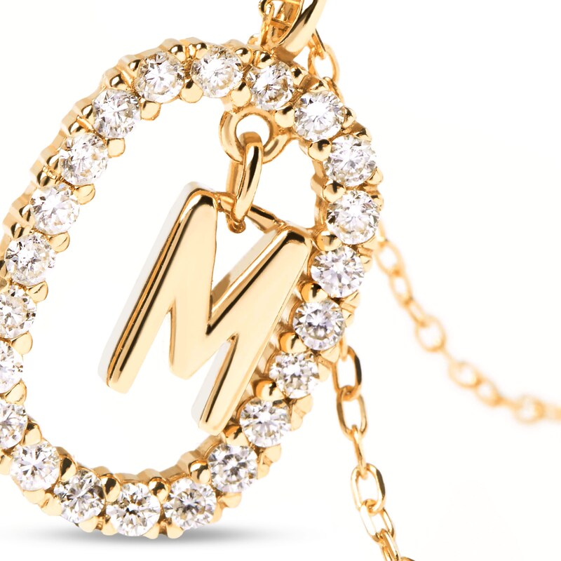 Main Image 5 of PDPAOLA™ at Zales 1/3 CT. T.W. Lab-Grown Diamond "M" Initial Pendant in 18K Gold - 19.5"