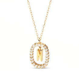 PDPAOLA™ at Zales 1/3 CT. T.W. Lab-Grown Diamond "N" Initial Pendant in 18K Gold - 19.5"