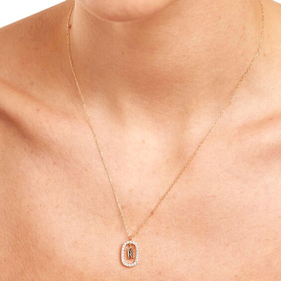 PDPAOLAâ¢ at Zales 1/3 CT. T.W. Lab-Grown Diamond "N" Initial Pendant in 18K Gold - 19.5"