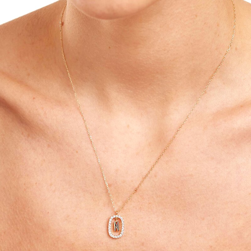 Main Image 3 of PDPAOLA™ at Zales 1/3 CT. T.W. Lab-Grown Diamond "N" Initial Pendant in 18K Gold - 19.5"