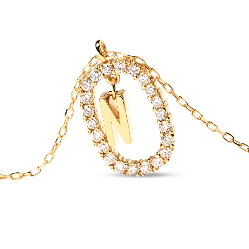 Main Image 4 of PDPAOLA™ at Zales 1/3 CT. T.W. Lab-Grown Diamond "N" Initial Pendant in 18K Gold - 19.5"