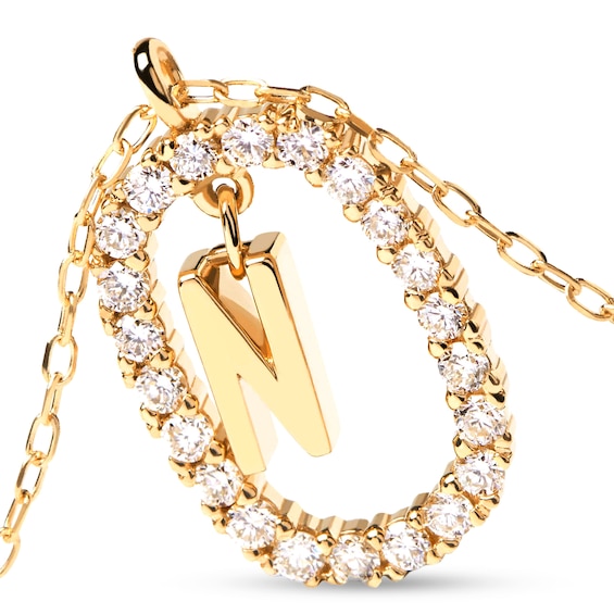 PDPAOLAâ¢ at Zales 1/3 CT. T.W. Lab-Grown Diamond "N" Initial Pendant in 18K Gold - 19.5"